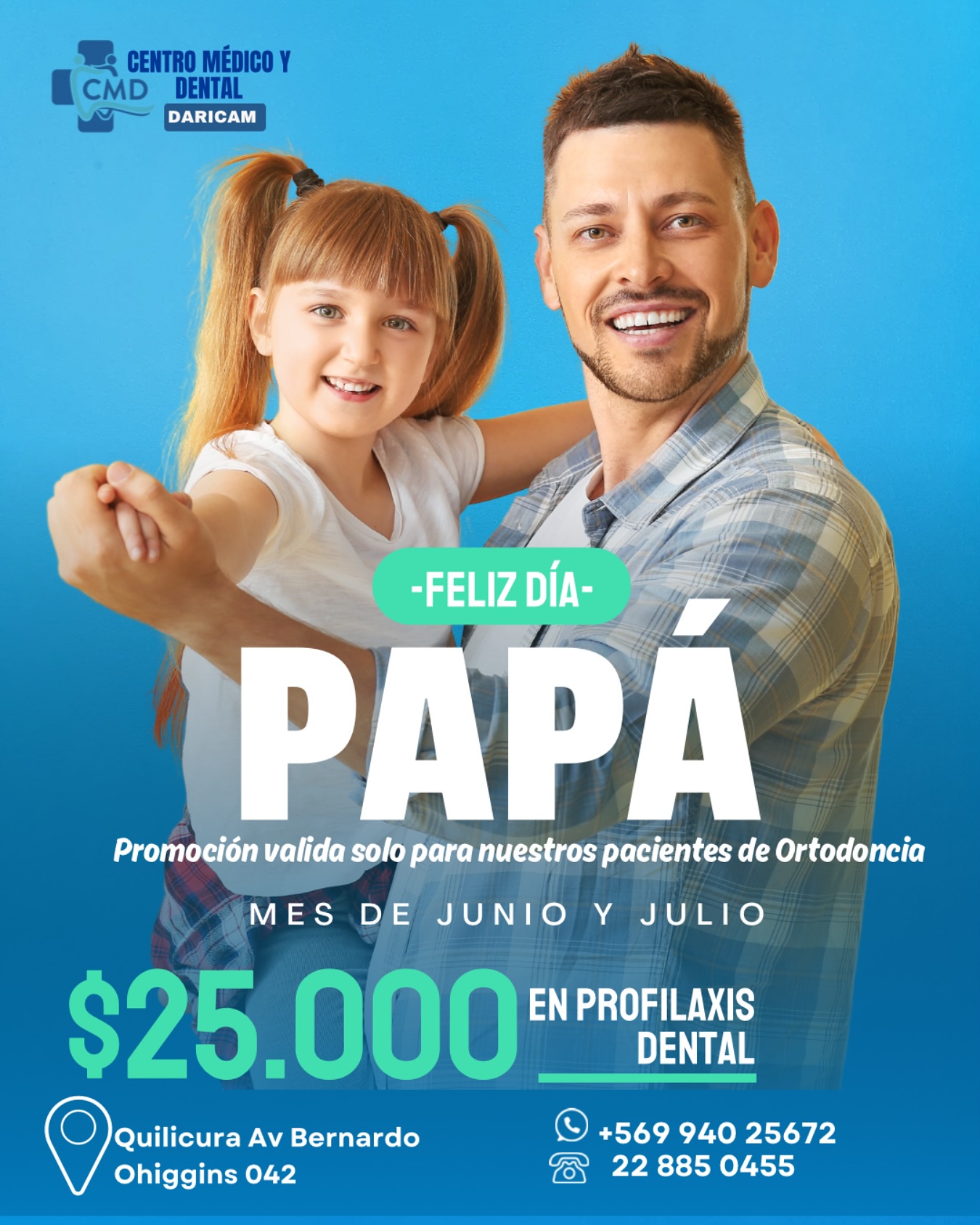 💙 ¡Comenzaron las promociones para el día del padre! Recuerda agendar con anticipación para no perderte esta única oportunidad 🦷🪥Esta PROMOCION es válida solo para nuestros pacientes con ortodoncia 😎#diadelpadre #profilaxisdental